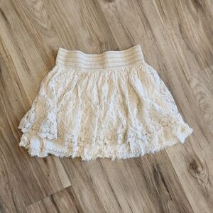 Miss Me Cream Lace Tiered Skirt